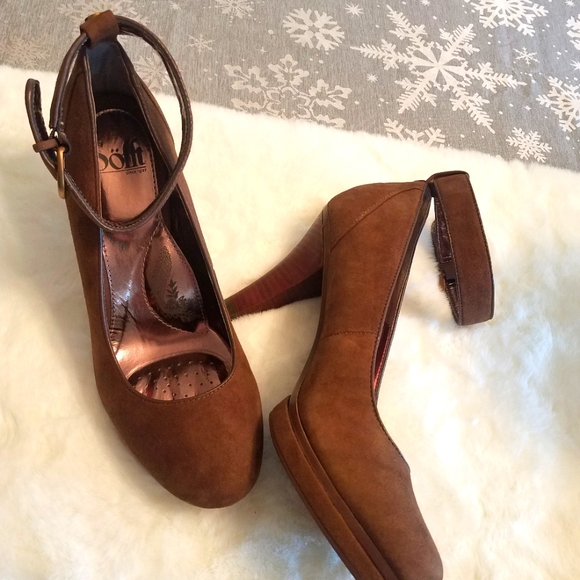 Sofft Manhattan Suede Heels Brown Platform 9.5 M - Picture 6 of 9